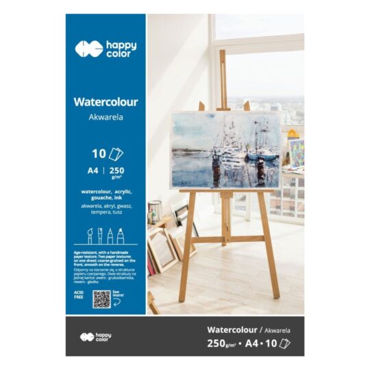 Blok do akwareli idealnie sprawdzi się do wielu technik malarskich PAPIER W naturalnym odcieniu bieli, przypomina papier czerpany Wytwarzany wg tradycyjnej metody w papierni z 400 letnimi tradycjami Posiada dwie struktury na jednym arkuszu: na awersie – wyrazistą (cold press), zapewniającą precyzyjne rozprowadzanie farby, na rewersie gładszą (hot press) – polecaną do szkicowania i rysunku detali Czysto biały, bez wybielaczy optycznych (ECF) Bezkwasowy, bezdrzewny, 100% czystej celulozy Bardzo wytrzymały, dobrze znosi korekty i wymazywanie Trwały, długowieczny i odporny na starzenie (ISO 9706) ZASTOSOWANIE ▪akwarela ▪akryle ▪gwasz▪tempera▪pastele▪tusz▪węgiel▪ołówek