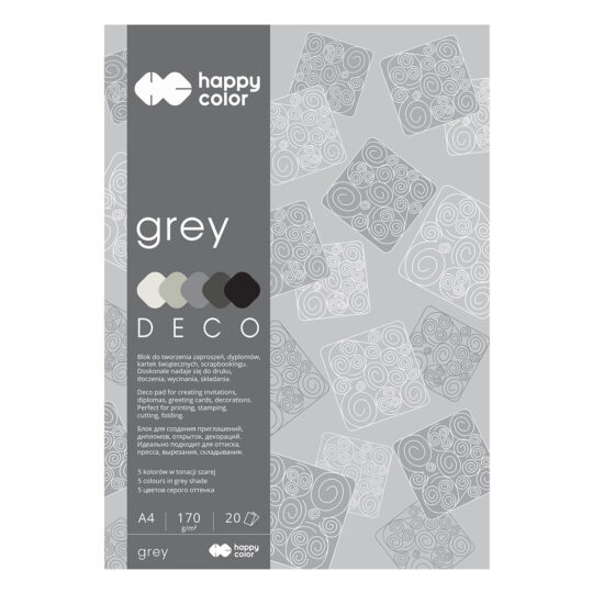 Blok Deco HAPPY COLOR Blue 20 arkuszy w 5 kolorach A4 do zadrukowania, wycinania i składania.