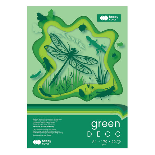 Blok Deco HAPPY COLOR Blue 20 arkuszy w 5 kolorach A4 do zadrukowania, wycinania i składania.