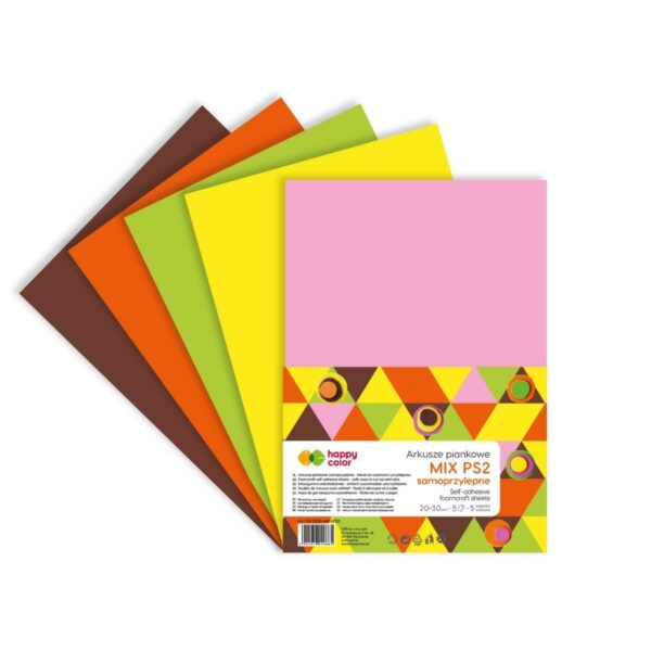 Arkusze piankowe HAPPY COLOR 5 kolorów w formacie A4 polecane na zajęcia plastyczne w szkole