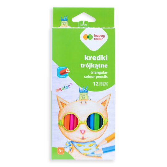 Kredki ołówkowe trójkątne HAPPY COLOR mocno nasycone kolorem i miękkim grafitem