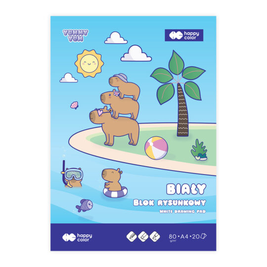 Papier o wysokiej gramaturze i lekko ziarnistej powierzchni idealnej do rysowania (FSC, PEFC, ISO 14001) Do rysowania kredkami, ołówkiem, pastelami oraz malowania farbami wodnymi 20 arkuszy 80 g/m2